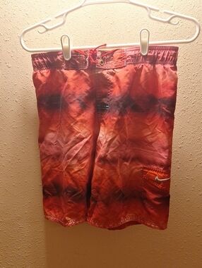 Nike Boys Red Tie-Dye Shorts And Black And Red Shorts 2 Pair